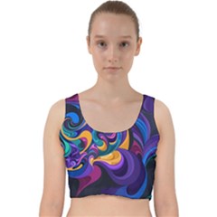 Colorful Waves Abstract Waves Curves Art Abstract Material Material Design Velvet Racer Back Crop Top by Semog4