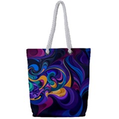 Colorful Waves Abstract Waves Curves Art Abstract Material Material Design Full Print Rope Handle Tote (small) by Semog4