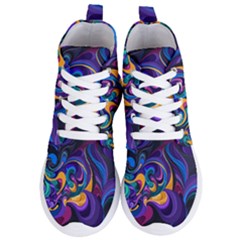 Colorful Waves Abstract Waves Curves Art Abstract Material Material Design Women s Lightweight High Top Sneakers by Semog4