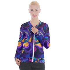 Colorful Waves Abstract Waves Curves Art Abstract Material Material Design Casual Zip Up Jacket by Semog4