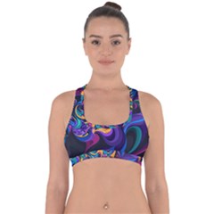 Colorful Waves Abstract Waves Curves Art Abstract Material Material Design Cross Back Hipster Bikini Top  by Semog4