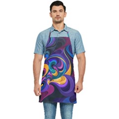 Colorful Waves Abstract Waves Curves Art Abstract Material Material Design Kitchen Apron by Semog4