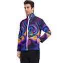 Colorful Waves Abstract Waves Curves Art Abstract Material Material Design Men s Bomber Jacket View3