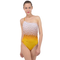 Beer Texture Liquid Bubbles Classic One Shoulder Swimsuit by Semog4