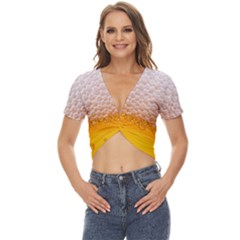 Beer Texture Liquid Bubbles Twist Front Crop Top by Semog4