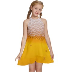 Beer Texture Liquid Bubbles Kids  Halter Collar Waist Tie Chiffon Dress by Semog4