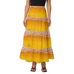 Beer Texture Liquid Bubbles Tiered Ruffle Maxi Skirt