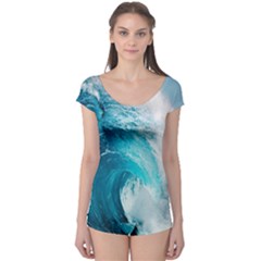 Tsunami Big Blue Wave Ocean Waves Water Boyleg Leotard  by Semog4