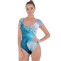 Tsunami Big Blue Wave Ocean Waves Water Short Sleeve Leotard  View1