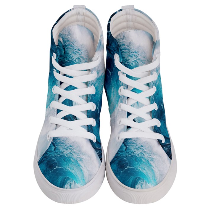 Tsunami Big Blue Wave Ocean Waves Water Women s Hi-Top Skate Sneakers