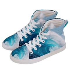 Tsunami Big Blue Wave Ocean Waves Water Women s Hi-top Skate Sneakers by Semog4