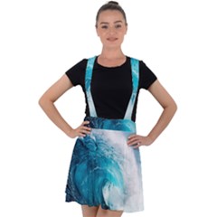 Tsunami Big Blue Wave Ocean Waves Water Velvet Suspender Skater Skirt by Semog4