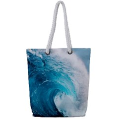 Tsunami Big Blue Wave Ocean Waves Water Full Print Rope Handle Tote (small) by Semog4