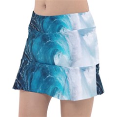 Tsunami Big Blue Wave Ocean Waves Water Classic Tennis Skirt by Semog4