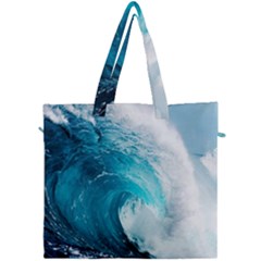 Tsunami Big Blue Wave Ocean Waves Water Canvas Travel Bag by Semog4