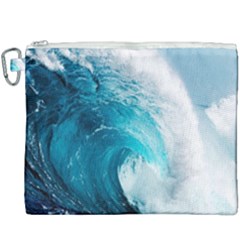 Tsunami Big Blue Wave Ocean Waves Water Canvas Cosmetic Bag (xxxl) by Semog4