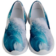 Tsunami Big Blue Wave Ocean Waves Water Kids Lightweight Slip Ons by Semog4