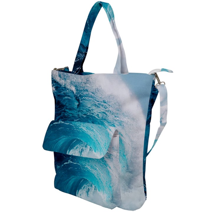 Tsunami Big Blue Wave Ocean Waves Water Shoulder Tote Bag