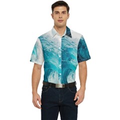 Tsunami Big Blue Wave Ocean Waves Water Men s Short Sleeve Pocket Shirt  by Semog4