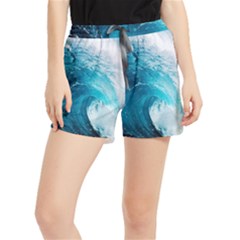 Tsunami Big Blue Wave Ocean Waves Water Women s Runner Shorts by Semog4