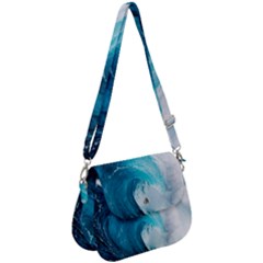 Tsunami Big Blue Wave Ocean Waves Water Saddle Handbag by Semog4