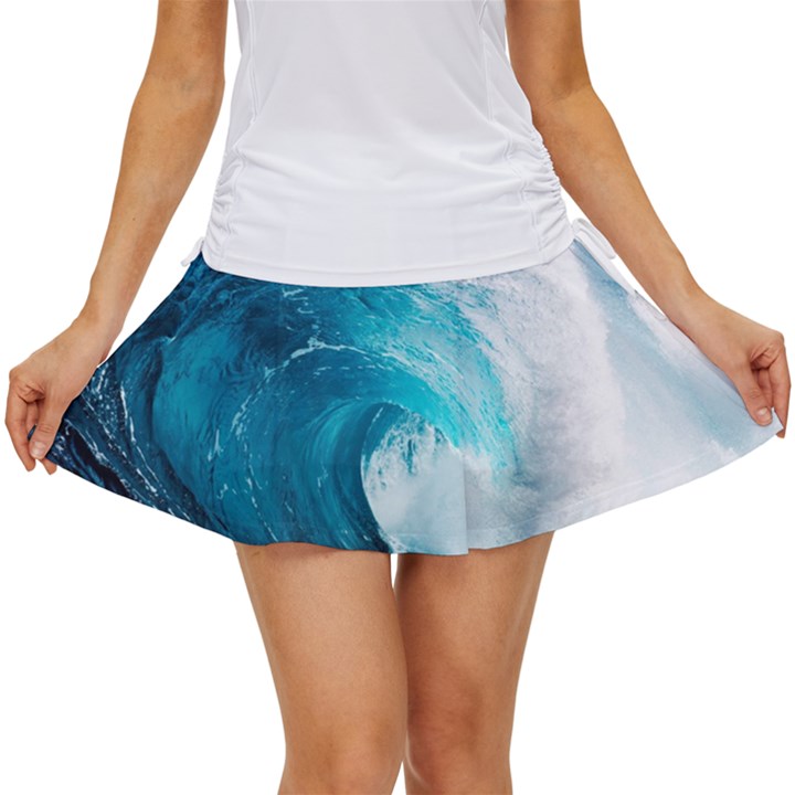 Tsunami Big Blue Wave Ocean Waves Water Women s Skort