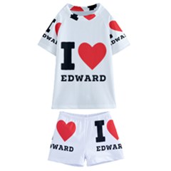 I Love Edward Kids  Swim Tee And Shorts Set by ilovewhateva