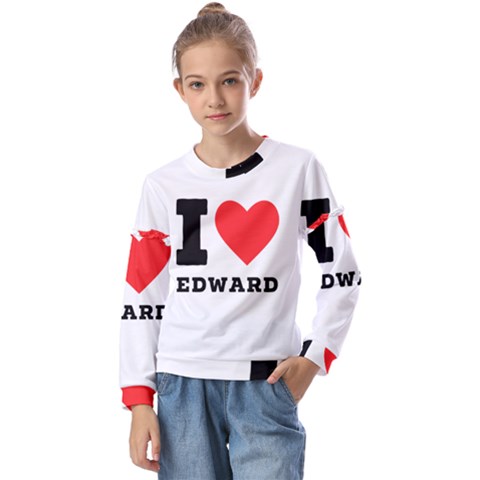 I Love Edward Kids  Long Sleeve Tee With Frill  by ilovewhateva