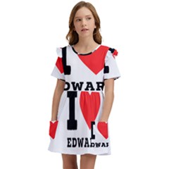 I Love Edward Kids  Frilly Sleeves Pocket Dress by ilovewhateva