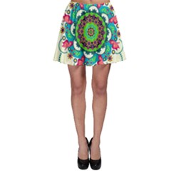 Mandala Flowers Abstract Butterflies Floral Pattern Summer Skater Skirt by Semog4