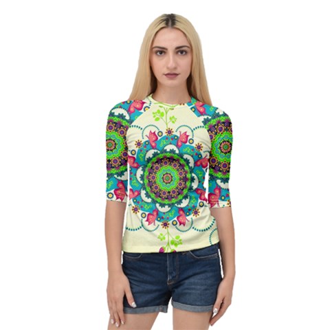 Mandala Flowers Abstract Butterflies Floral Pattern Summer Quarter Sleeve Raglan Tee by Semog4