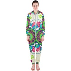 Mandala Flowers Abstract Butterflies Floral Pattern Summer Hooded Jumpsuit (ladies) by Semog4