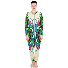 Mandala Flowers Abstract Butterflies Floral Pattern Summer Onepiece Jumpsuit (ladies) by Semog4