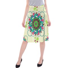 Mandala Flowers Abstract Butterflies Floral Pattern Summer Midi Beach Skirt by Semog4