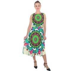 Mandala Flowers Abstract Butterflies Floral Pattern Summer Midi Tie-back Chiffon Dress by Semog4