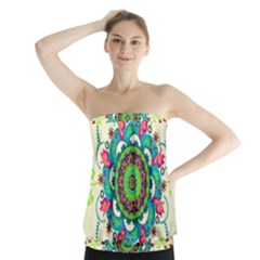 Mandala Flowers Abstract Butterflies Floral Pattern Summer Strapless Top by Semog4