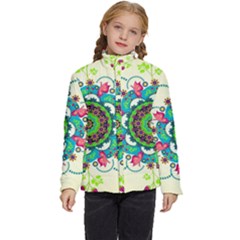 Mandala Flowers Abstract Butterflies Floral Pattern Summer Kids  Puffer Bubble Jacket Coat by Semog4