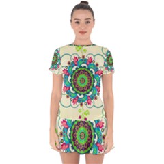 Mandala Flowers Abstract Butterflies Floral Pattern Summer Drop Hem Mini Chiffon Dress by Semog4