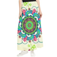 Mandala Flowers Abstract Butterflies Floral Pattern Summer Maxi Chiffon Skirt by Semog4