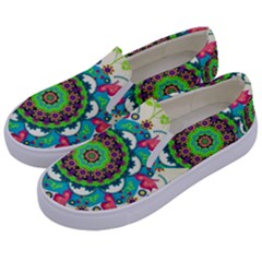 Mandala Flowers Abstract Butterflies Floral Pattern Summer Kids  Canvas Slip Ons by Semog4