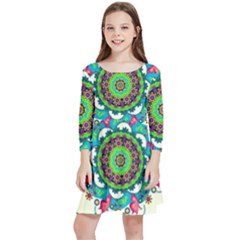 Mandala Flowers Abstract Butterflies Floral Pattern Summer Kids  Quarter Sleeve Skater Dress by Semog4