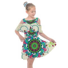 Mandala Flowers Abstract Butterflies Floral Pattern Summer Kids  Shoulder Cutout Chiffon Dress by Semog4