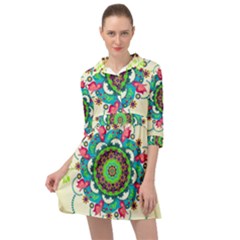 Mandala Flowers Abstract Butterflies Floral Pattern Summer Mini Skater Shirt Dress by Semog4