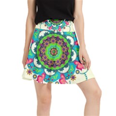 Mandala Flowers Abstract Butterflies Floral Pattern Summer Waistband Skirt by Semog4