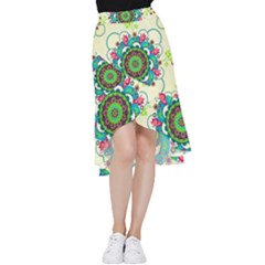 Mandala Flowers Abstract Butterflies Floral Pattern Summer Frill Hi Low Chiffon Skirt by Semog4