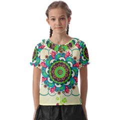 Mandala Flowers Abstract Butterflies Floral Pattern Summer Kids  Frill Chiffon Blouse by Semog4