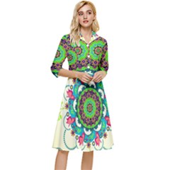 Mandala Flowers Abstract Butterflies Floral Pattern Summer Classy Knee Length Dress by Semog4