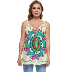 Mandala Flowers Abstract Butterflies Floral Pattern Summer Casual Spaghetti Strap Chiffon Top by Semog4