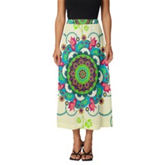 Mandala Flowers Abstract Butterflies Floral Pattern Summer Classic Midi Chiffon Skirt