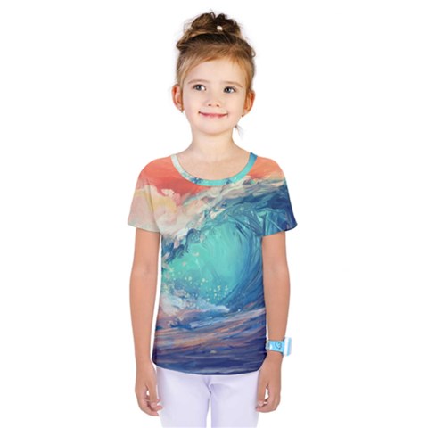 Artistic Wave Sea Kids  One Piece Tee by Semog4